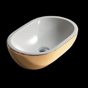 Lavabo ciotola Oro satinato/Bianco. Serie Midas. Code 5233ORS/5233ORS