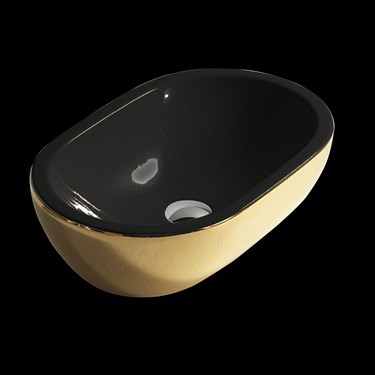 Lavabo ciotola Oro satinato/Nero. Serie Midas. Code 5233NOS/5234NOS